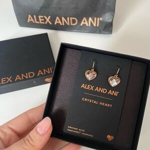 Alex and Ani Swarovski Crystal Heart Earrings NWT